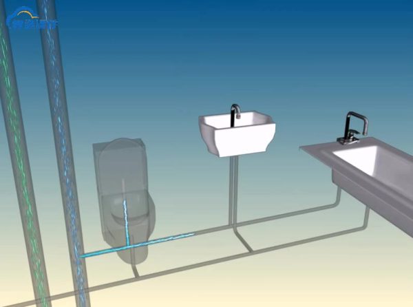 高层给水排水管道动画